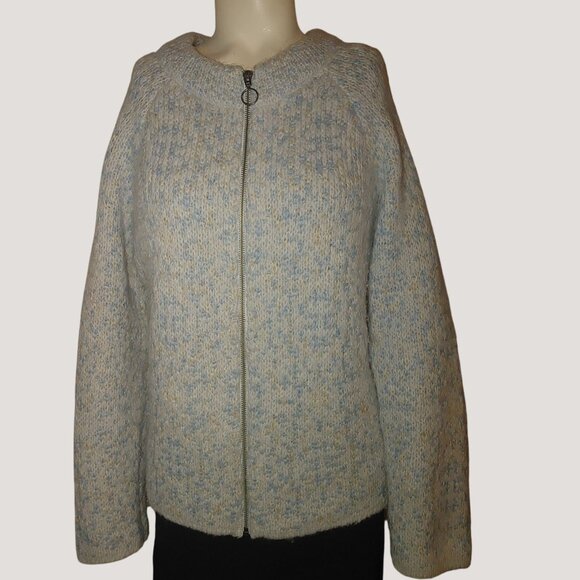 Pendleton Wool Mohair Blend Sweater L Blue Speckled Knit Long Sleeve Soft War - Picture 1 of 8